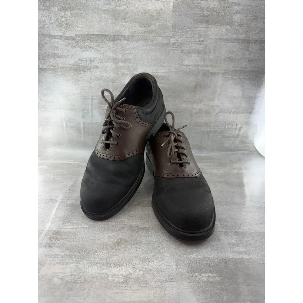 Rockport Men M9496 Leather Saddle Shoes Black Brown Oxford Sz 8.5 M